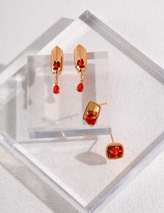 Folding design series Sterling silver earrings