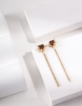 Pure silver rhinestone earrings
