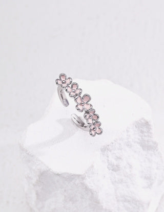 S925 silver Design sense floral drip glaze ring