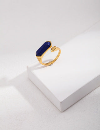 Pure silver natural lapis lazuli ring