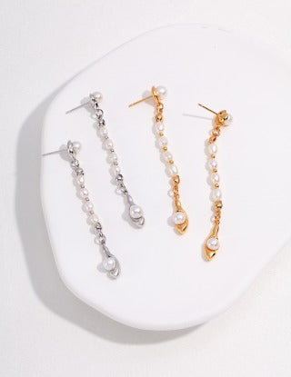 Pure silver pearl earrings