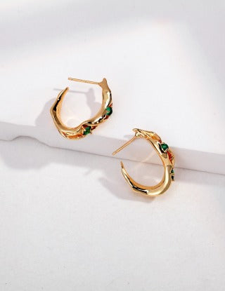 Pure silver zircon earrings