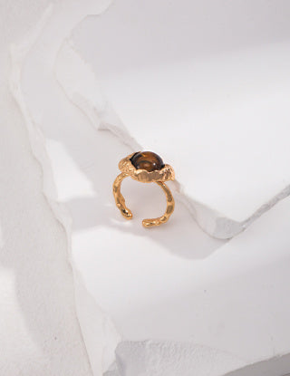 Pure silver tiger's eye ring