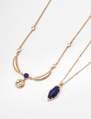 S925 Silver Retro natural Lapis lazuli necklace