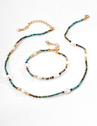 S925 Silver Retro natural Pearl Lapis lazuli Turquoise bracelet