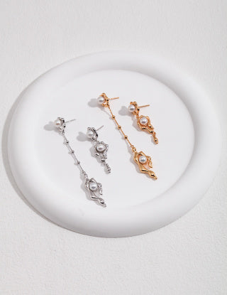 Pure silver AB style pearl earrings