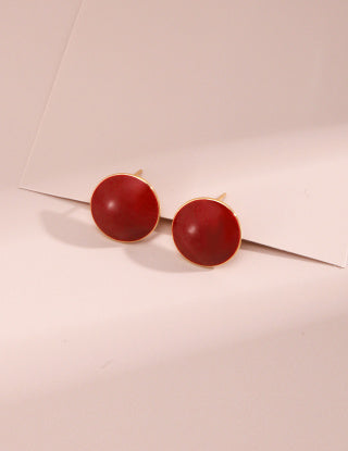Chinese Red Drip Glaze series Pure silver open ring (adjustable