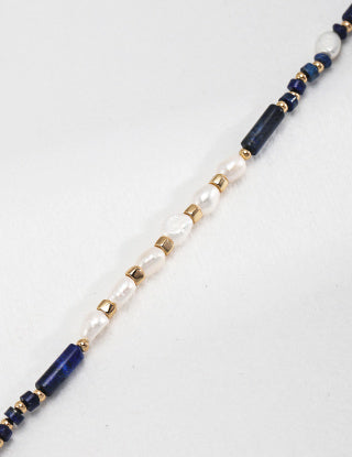 Pure silver lapis lazuli pearl necklace