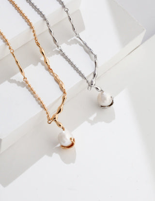 Pure silver natural pearl necklace