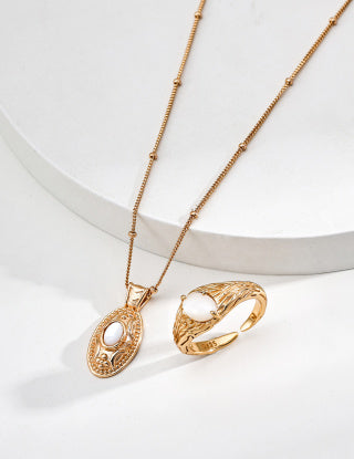 S925 Silver retro Design Mother-of-Pearl Pendant
