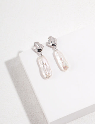 Pure silver Baroque pearl earrings