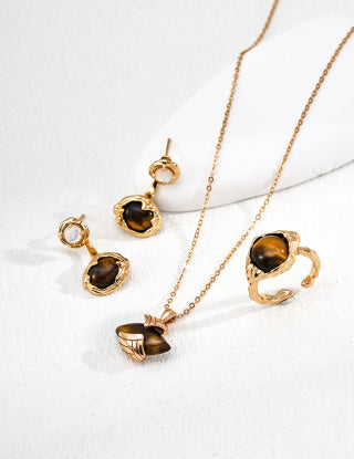 S925 Silver fashionable retro tiger's Eye pendant necklace