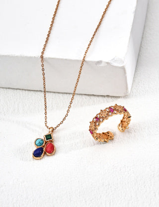 S925 Silver Retro natural lapis lazuli Zircon pendant necklace