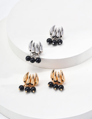 Pure silver agate earrings