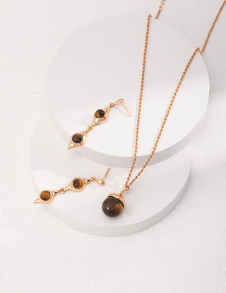 Pure silver tiger's eye earrings