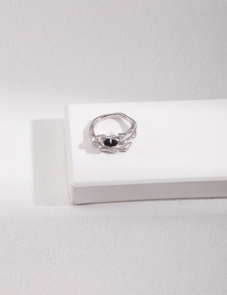 Pure silver agate ring