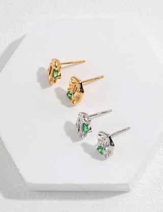 Pure silver zircon earrings