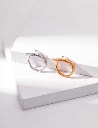 Pure silver pearl ring