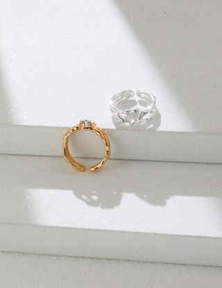 Pure silver grey moonstone best friend ring