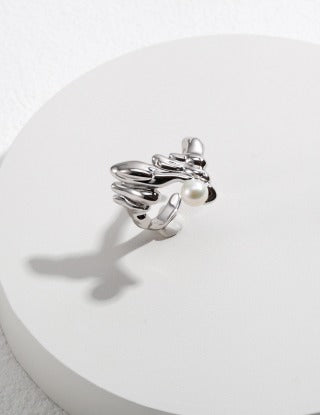 Natural Element Design series Pure silver open ring (adjustable