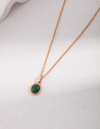 Pure silver malachite pendant necklace