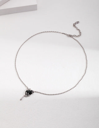 Pure silver agate necklace