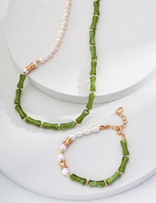 Chinese-style bamboo joint pearl bracelet
