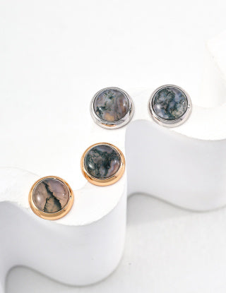 Water plant agate sterling silver earrings