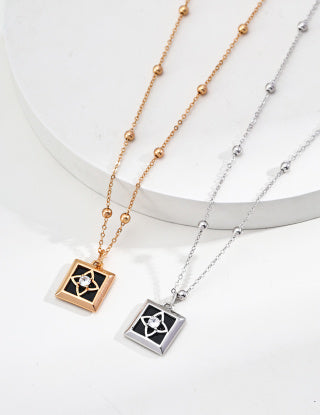 S925 Silver square agate zircon pendant necklace