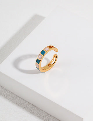 Morandi square drip glaze ring