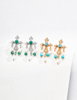 Pure silver pearl earrings