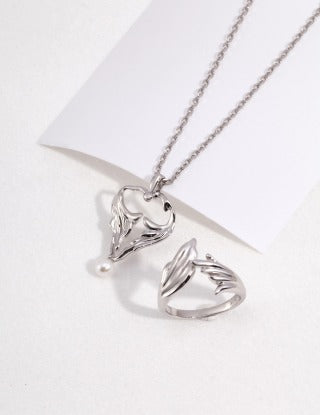 Pure silver pearl necklace