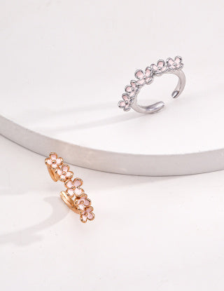 S925 silver Design sense floral drip glaze ring