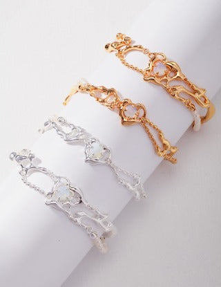 Pure silver opal pearl bracelet