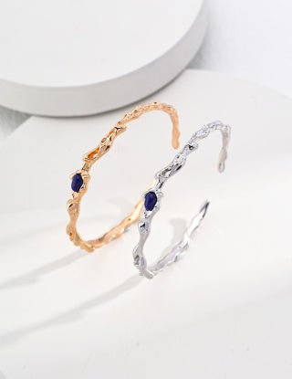 Pure silver lapis lazuli bracelet