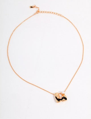 Pure silver black drip glaze pearl necklace
