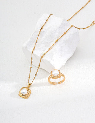 S925 silver simple natural pearl ring