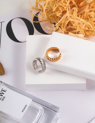 Gear series Pure silver open ring (adjustable