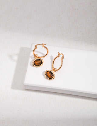 Pure silver tiger's eye earrings