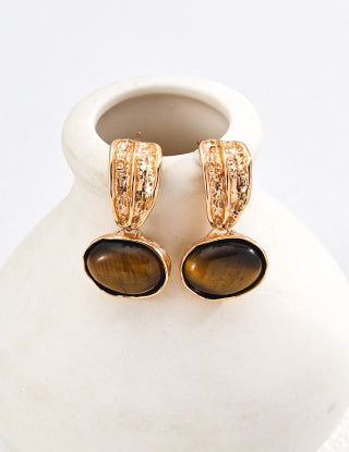 S925 Silver-black agate tiger's Eye earrings