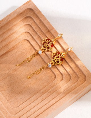 Pure Silver Prosperity AB style asymmetrical earrings