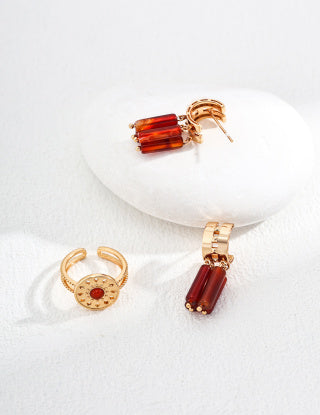 S925 Silver New Chinese-style agate earrings