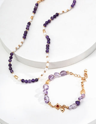 S925 Silver simple and fresh amethyst red agate bracelet