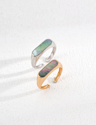 S925 silver simple black shell ring