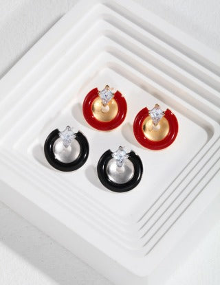 Sterling silver drop glaze earrings