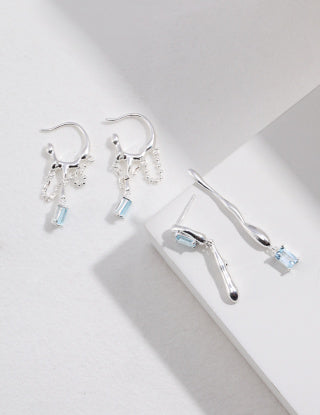 Natural Fluid Topaz Series Sterling silver earrings