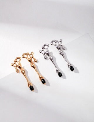 Pure silver agate earrings