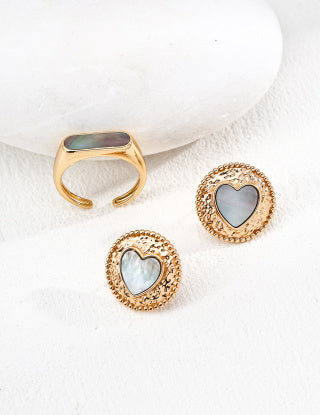 S925 Silver Retro Iriered shell Design earrings