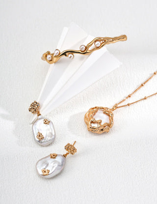 S925 silver retro natural pearl Zircon necklace