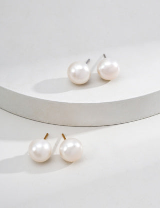 S925 silver simple natural pearl earrings and stud earrings
